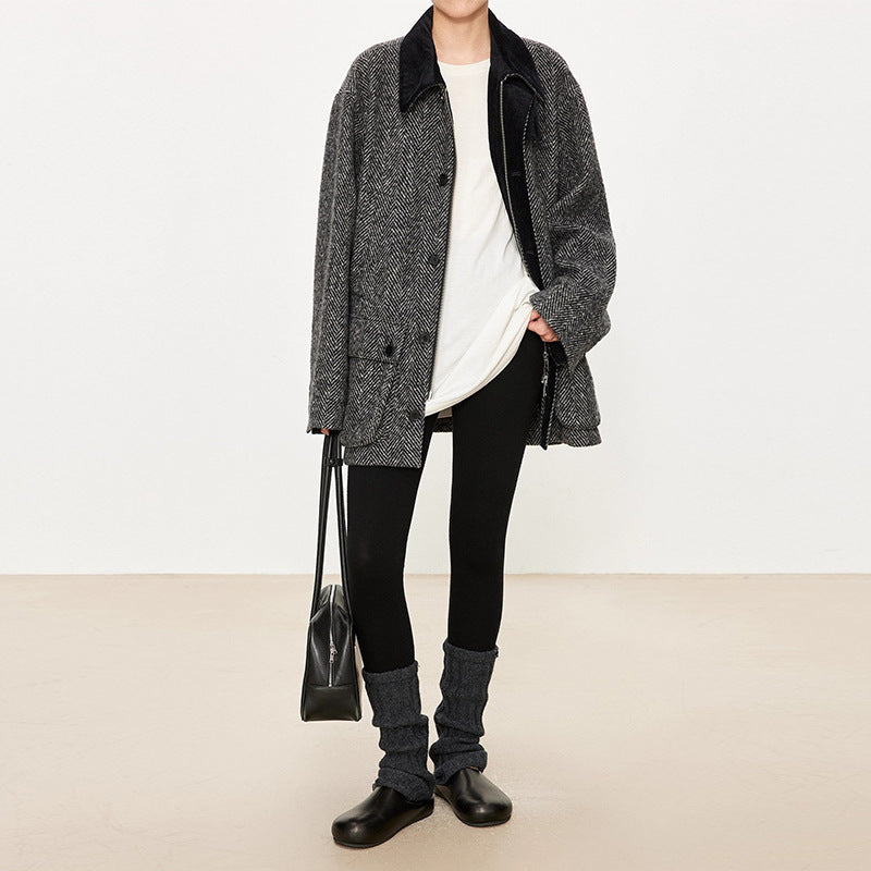 Damen Übergangsjacke im modernen Herringbone-Design Drune