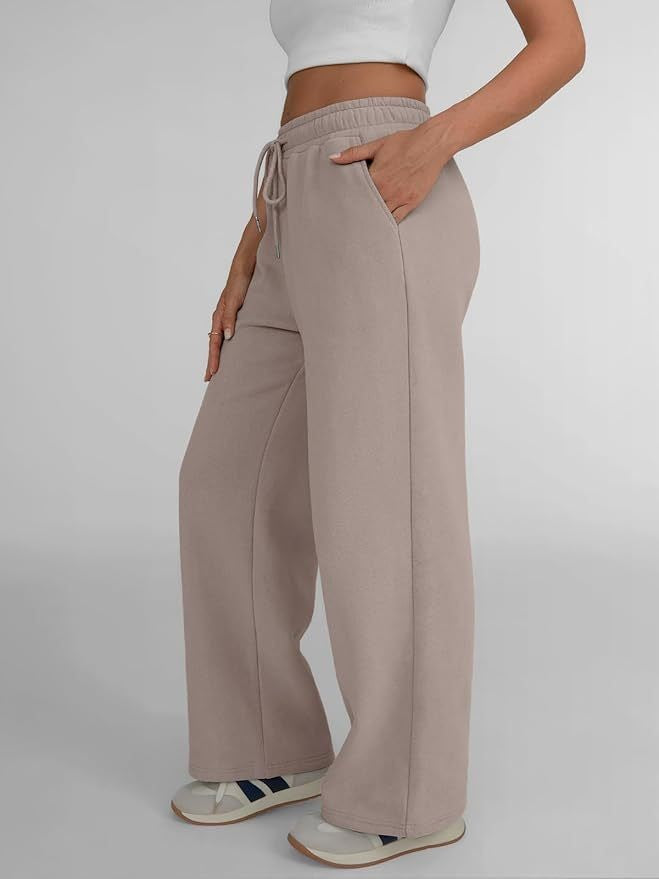 Damen nan weite Loungehose mit hohem Elastikbund, verstellbarem Kordelzug und fließender Palazzosilhouette Drune