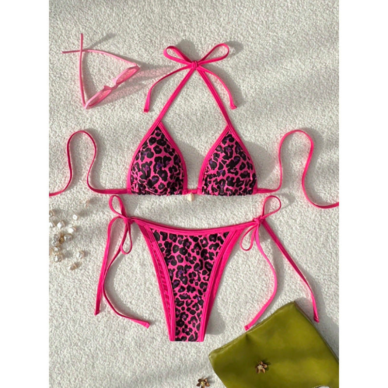 Damen Triangel-Bikini mit animalischem Muster und seitlichen Krawatten Drune