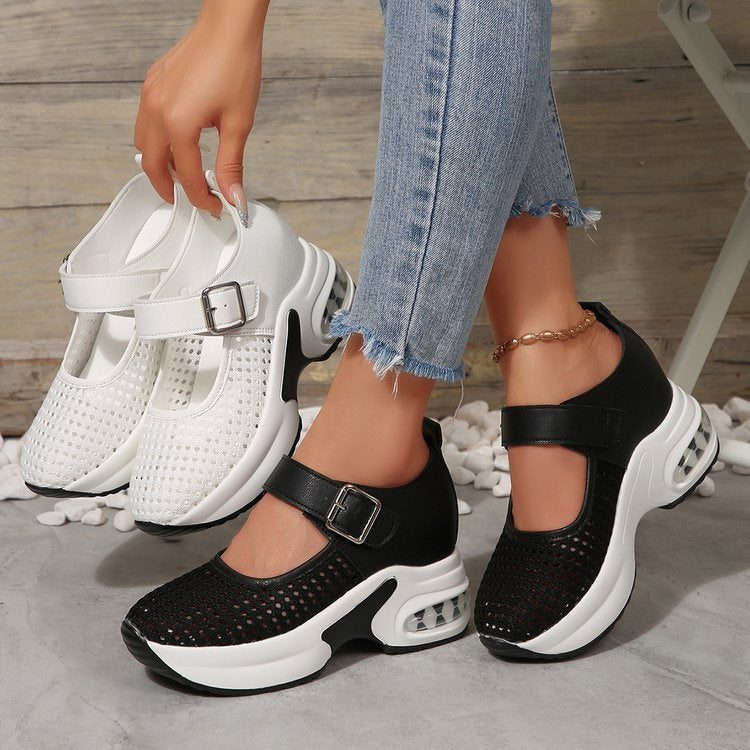 Damen nan Riemchen-Sneaker im Mary-Jane-Stil mit sichtbarer Luftdämpfung und perforiertem Obermaterial Drune