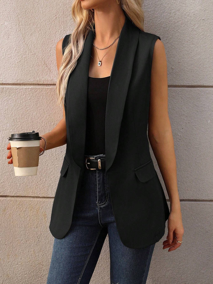 Damen ärmellose Blazerjacke mit schickem Revers Drune