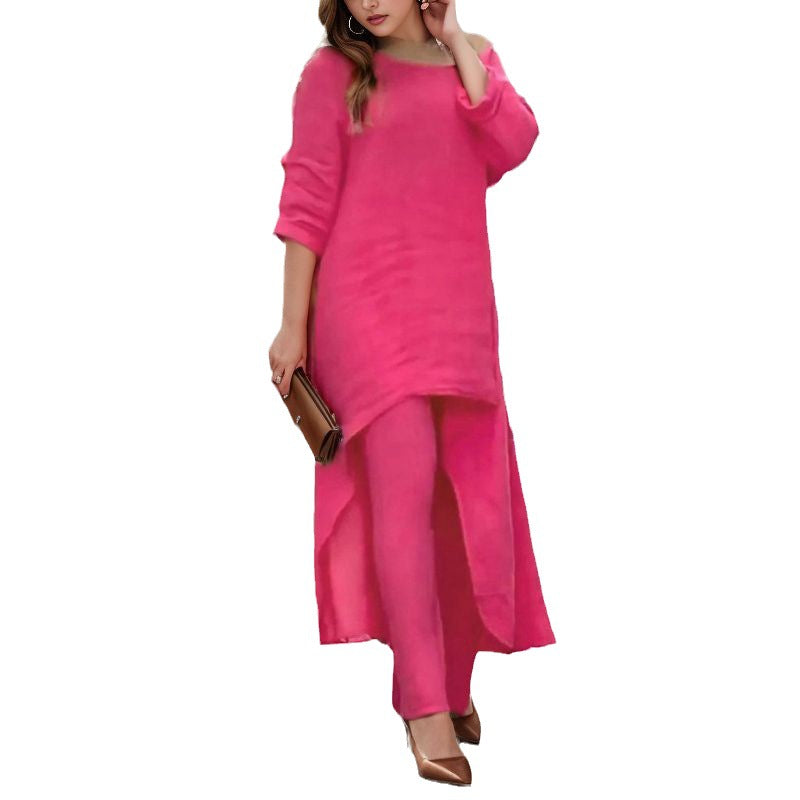 Damen Elegante Leinenbluse mit asymmetrischem Schnitt und lässigem Design Drune