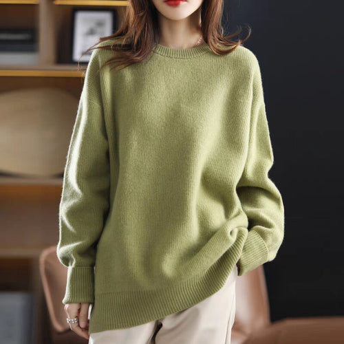 Damen Langer Strickpullover mit lässigem Schnitt Drune