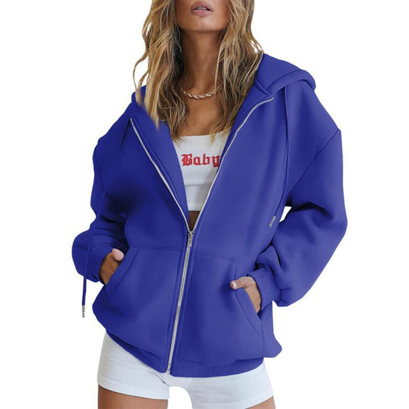 Damen Oversize Hoodiejacke mit hohen Kragen Drune