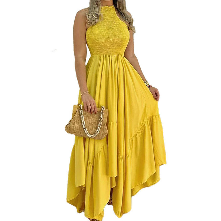Damen Maxikleid mit hochgeschlossenem Design und voluminösem Rock Drune