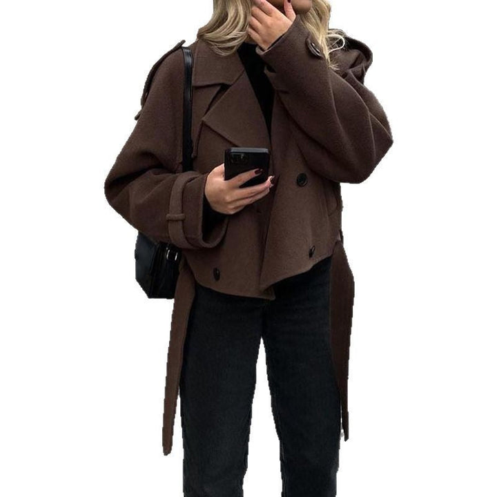 Damen modische cropped Jacke im Trench-Stil Drune