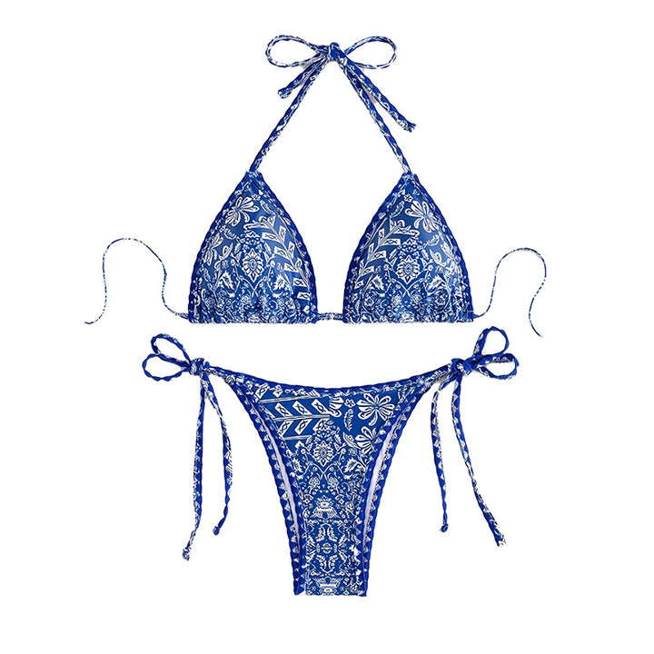 Damen Triangel-Bikini mit verspieltem Bindeband und eleganter Musterung Drune