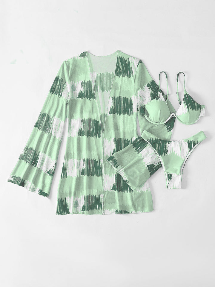 Damen Bikini-Set mit elegantem Cover-Up und verführerischem V-Ausschnitt Drune
