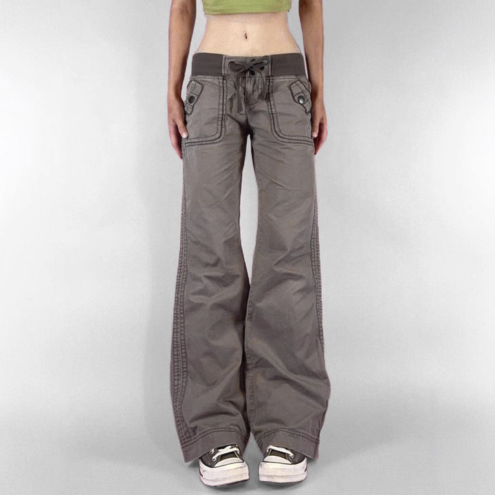 Damen lässige Flared Jeanshose mit hohem Bund und weitem Bein Drune
