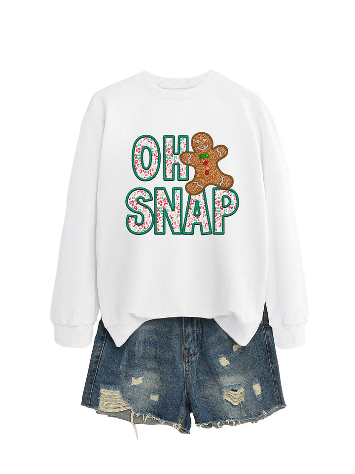 Damen Sweatshirt mit lustigem Lebkuchenmann-Motiv und funkelndem Schriftzug Drune