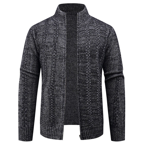 Herren Strickjacke mit strukturierter Oberfläche und hohem Kragen Drune