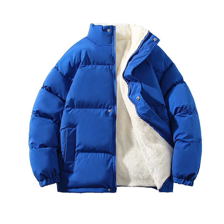 Herren nan gefütterte Winter-Steppjacke mit Teddyfutter, hohem Stehkragen und verdeckter Druckknopfleiste Drune