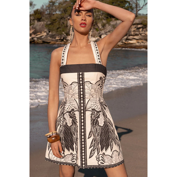 Damen Minikleid mit floralem Design und trägerloser Silhouette Drune