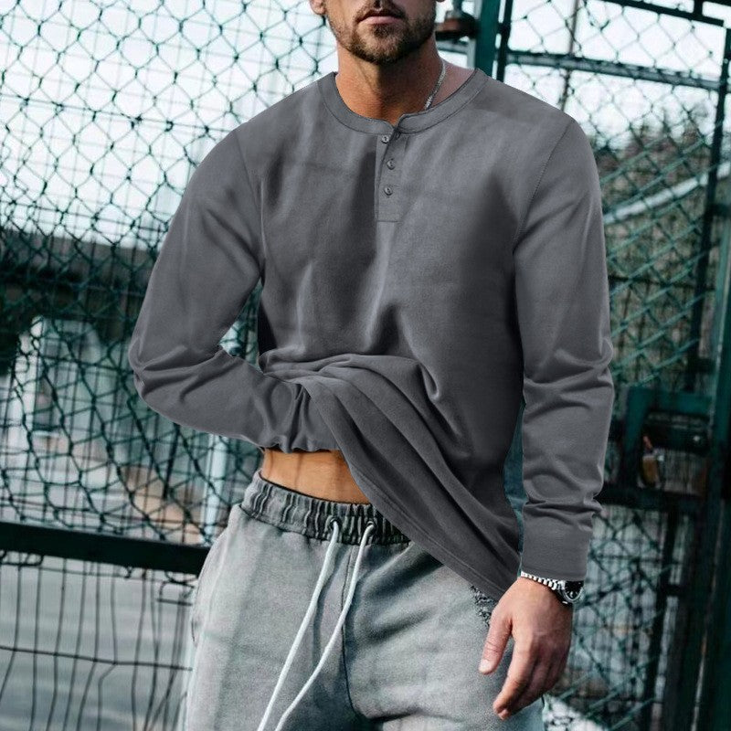 Herren Langarmshirt mit Knopfleiste und modischem Schnitt Drune