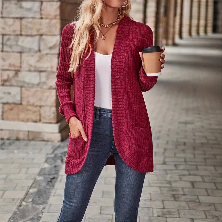 Damen Strickjacke mit strukturiertem Design und praktischen Taschen Drune