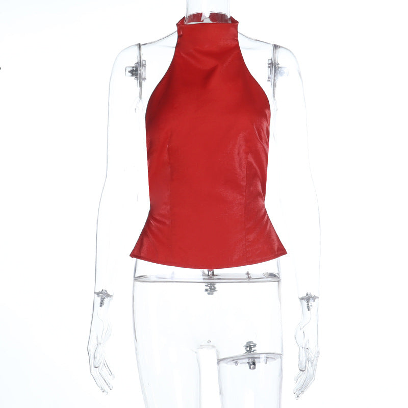 Damen modernes Crop-Top mit Stehkragen und seitlichen Cut-Outs Drune