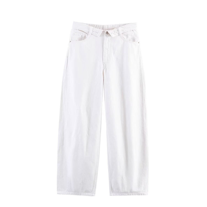 Damen nan weite hochgeschnittene Vintage-Jeans mit Destroyed-Effekten Drune