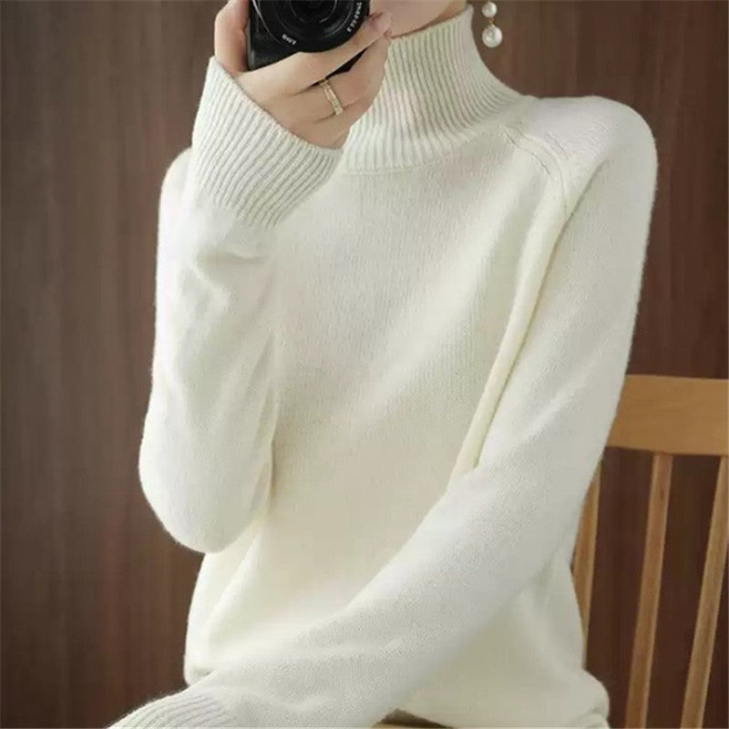 Damen weicher Rollkragenpullover aus feiner Merinowolle Drune