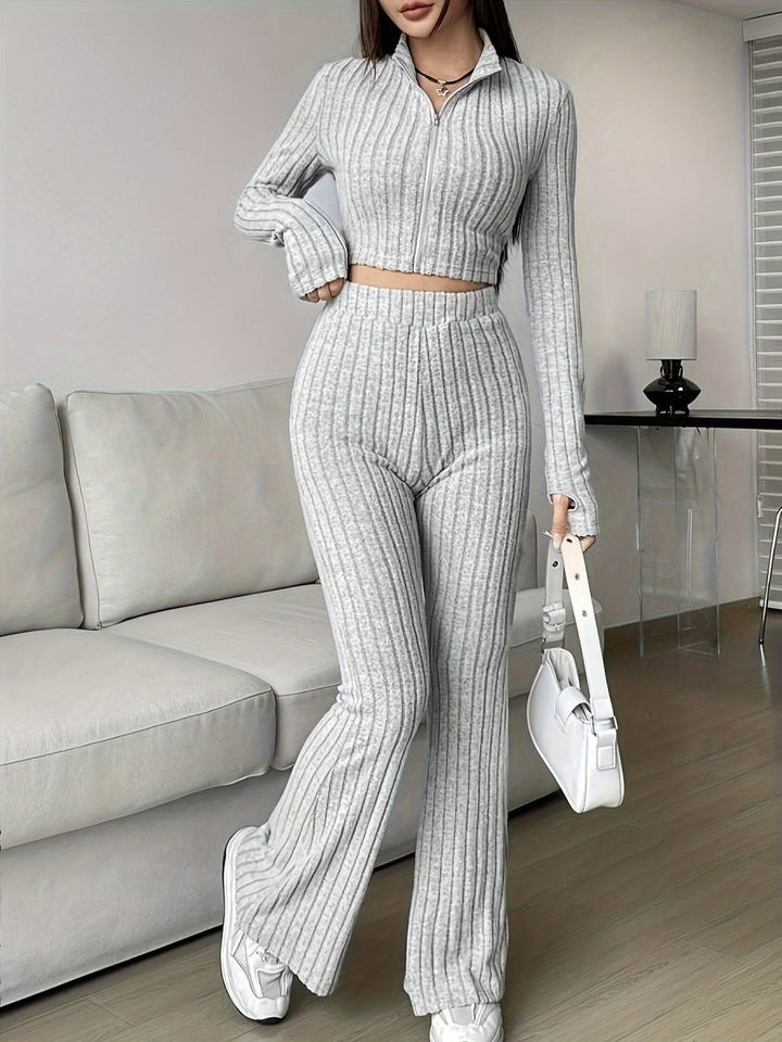 Damen lässiges Strick-Set mit Reißverschluss Drune