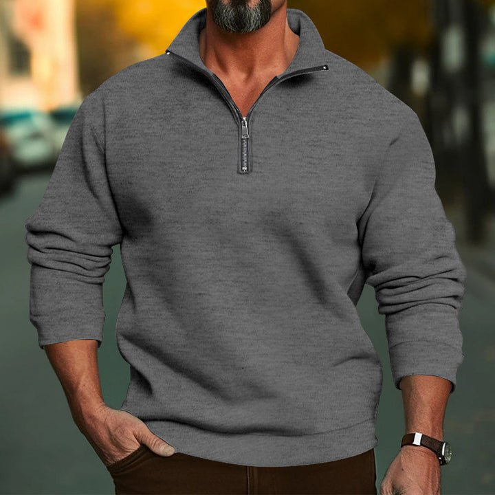 Herren Sweatshirt mit halblangem Reißverschluss und weichem Innenfutter Drune