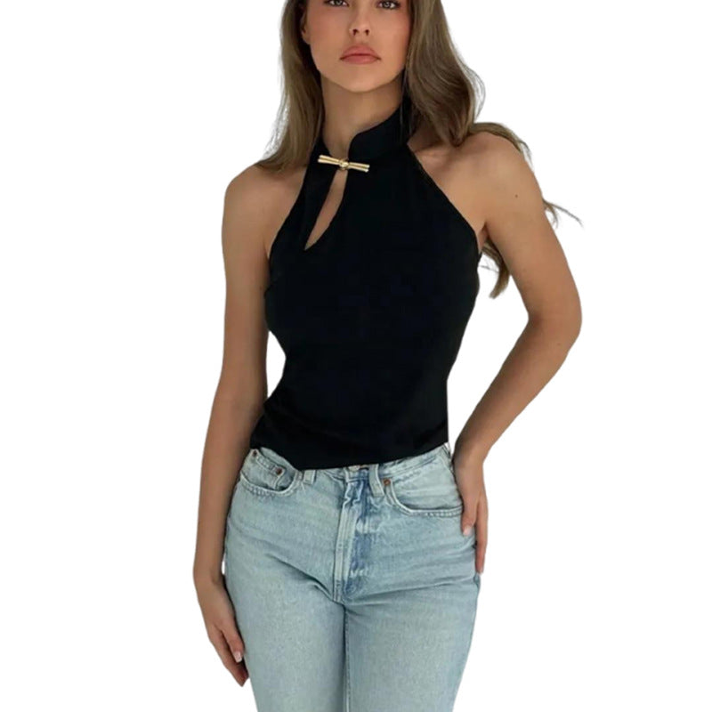 Damen Elegantes Haltertop mit modischer Schlitz-Detail Drune