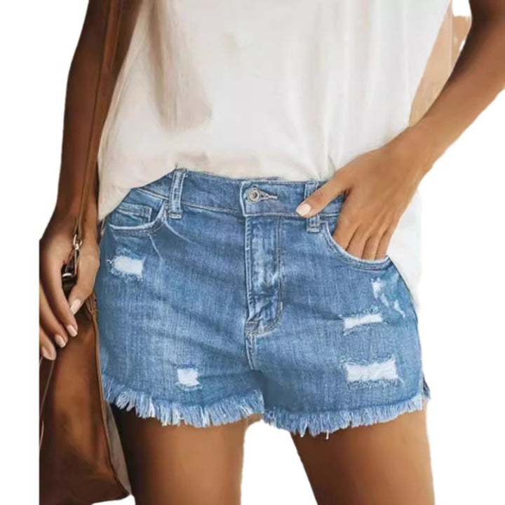 Damen Destroyed Denim-Shorts mit fransigem Saum und lässigem Schnitt Drune