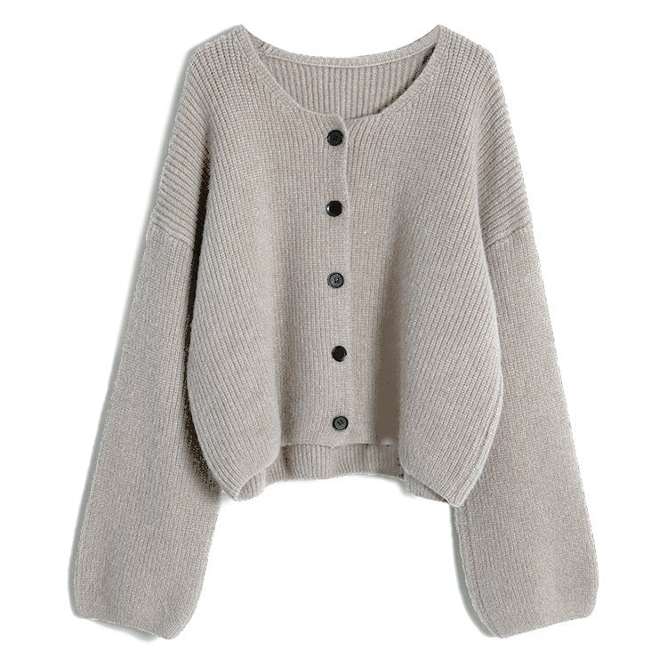 Damen modischer Short Cardigan mit feiner Rippstruktur und Knopfdetaillierung Drune