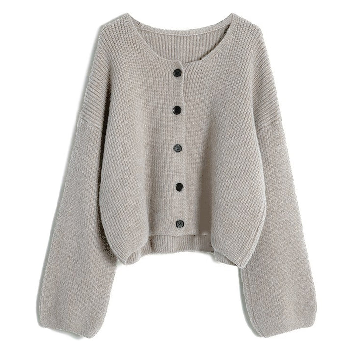 Damen modischer Short Cardigan mit feiner Rippstruktur und Knopfdetaillierung Drune