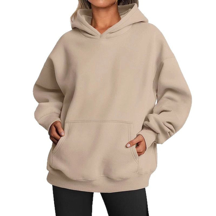 Damen oversized Kapuzenpullover aus weichem Baumwollmix mit praktischen Taschen Drune