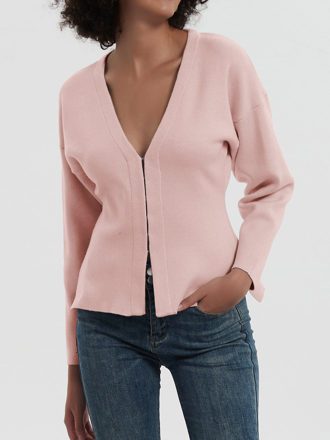 Damen Modischer V-Ausschnitt Cardigan Drune
