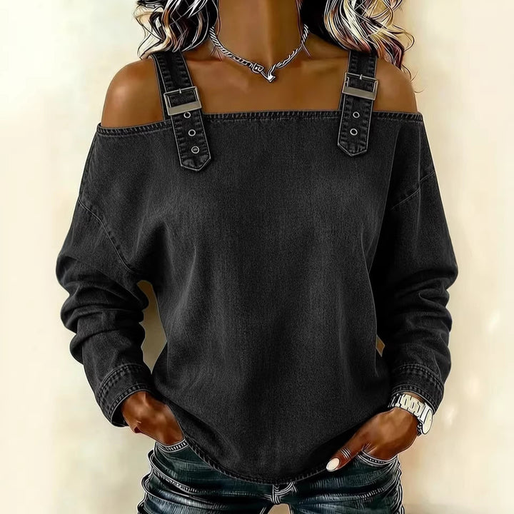 Damen lässiges Sweatshirt mit dekorativen Schulterdetails Drune
