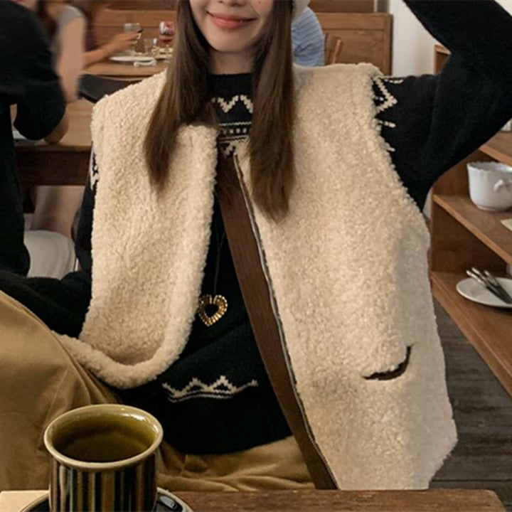 Damen Grobstrickpullover mit traditionellem Norwegermuster Drune