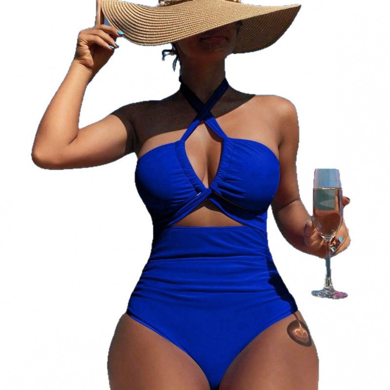 Damen Hochgeschnittener Cut-Out Badeanzug mit verstellbaren Trägern Drune