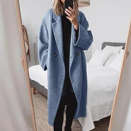 Damen Oversized Wollmantel mit klassischem Schnitt und bequemen Taschen Drune