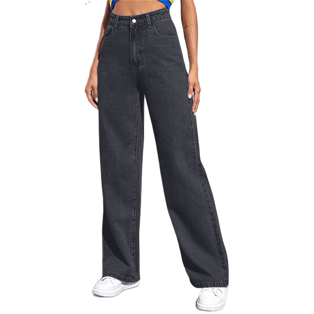 Damen nan hochgeschnittene weite Denim-Hose mit extra weitem Bein und taillierendem Bund Drune