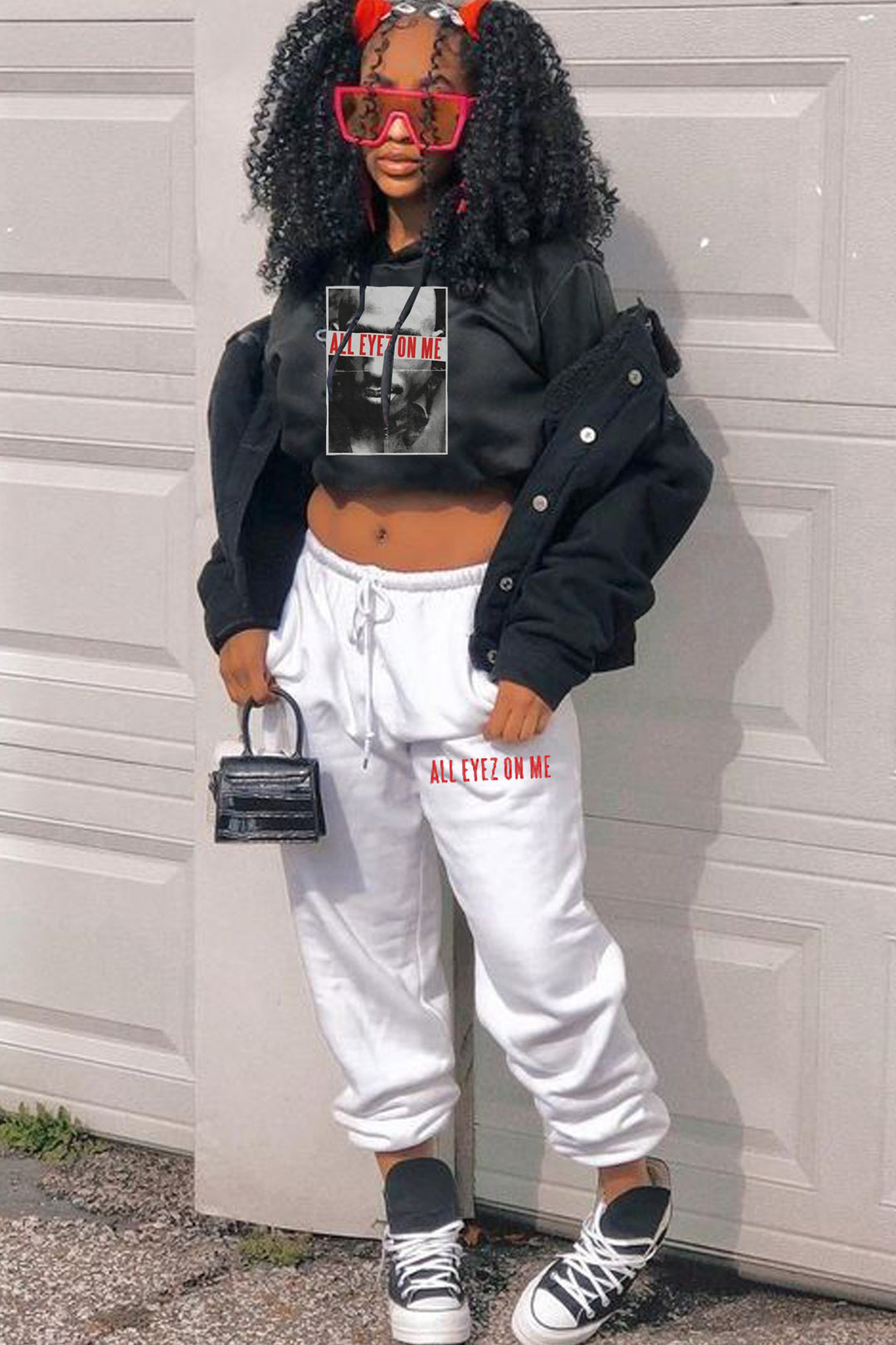 Damen Hoodie und Jogginghose Set mit auffälligem Grafikdruck und modernem Schnitt Drune