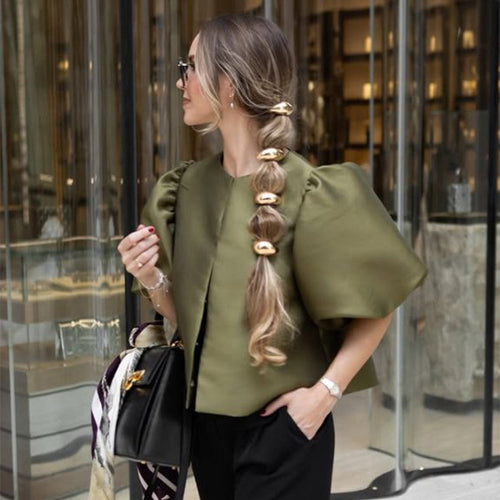 Damen stilvolle Bluse mit puffärmeln Drune