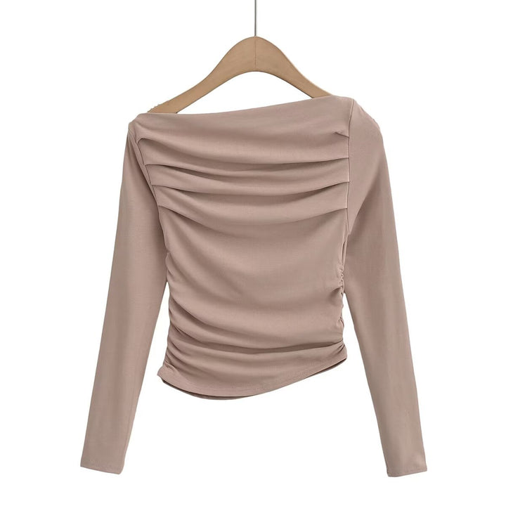 Damen Langarmshirt mit eleganter Drapierung Drune