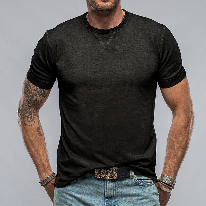 Herren Rundhals T-Shirt aus weichem Baumwollgemisch mit lässigem Schnitt Drune