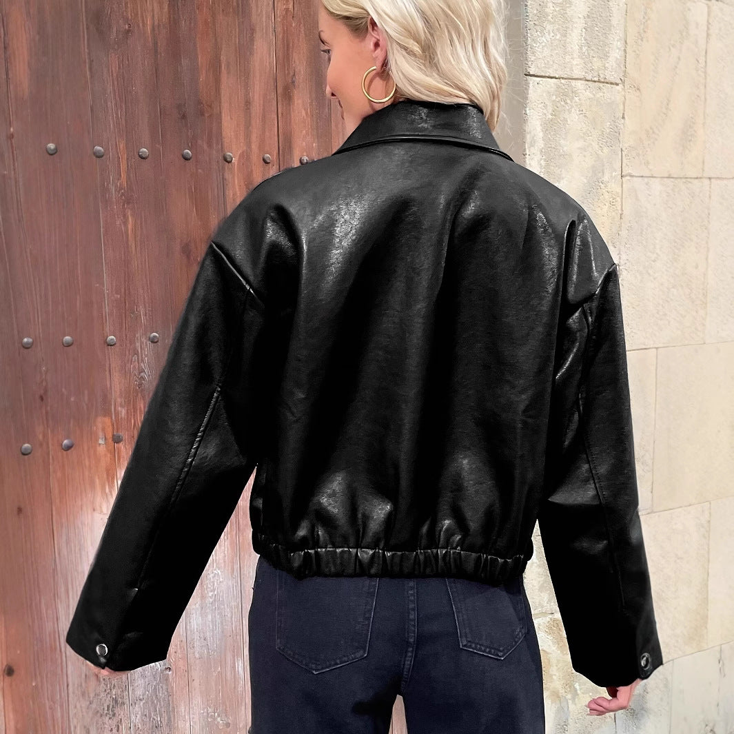 Damen modische Lederjacke im Vintage-Stil mit hochwertiger Textur Drune