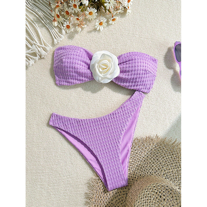 Damen Bandeau-Bikini mit floralen Akzenten Drune