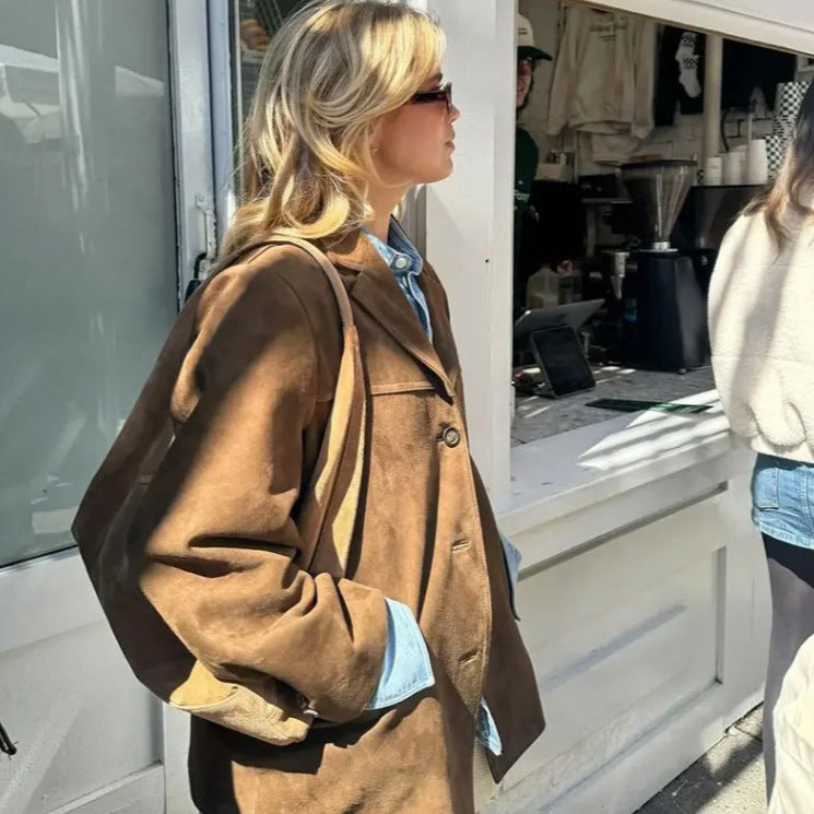 Damen Hochwertige Blazerjacke aus strukturiertem Material Drune