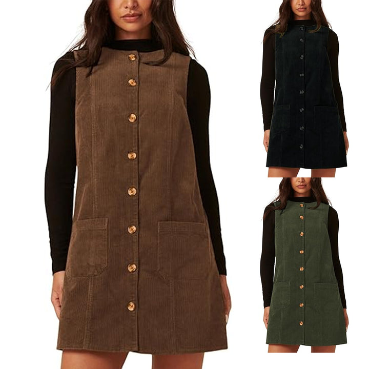 Damen Knielanges Cordkleid mit Taschen Drune