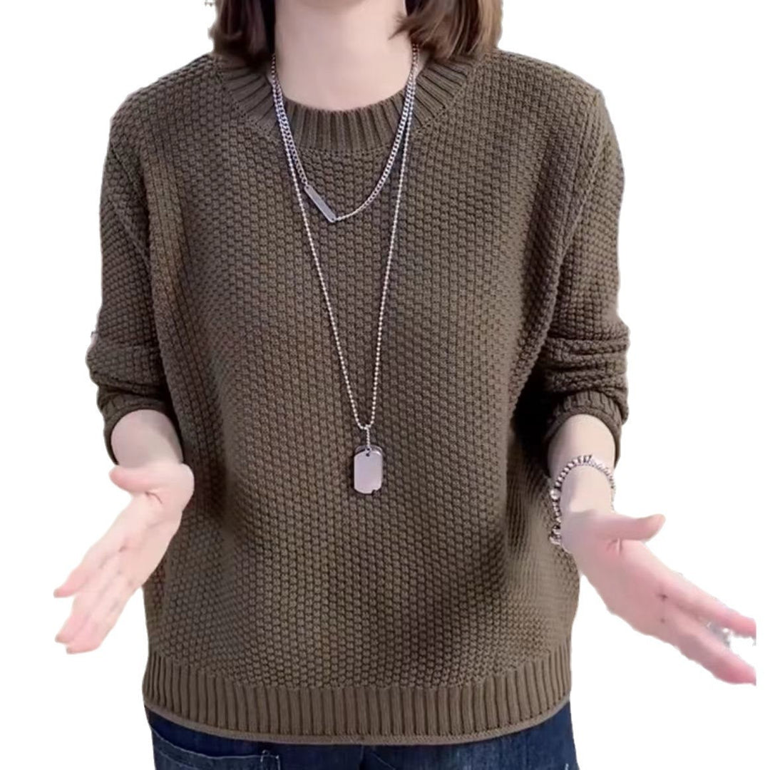 Damen lässiger Strickpullover mit strukturierter Oberfläche und weitem Schnitt Drune