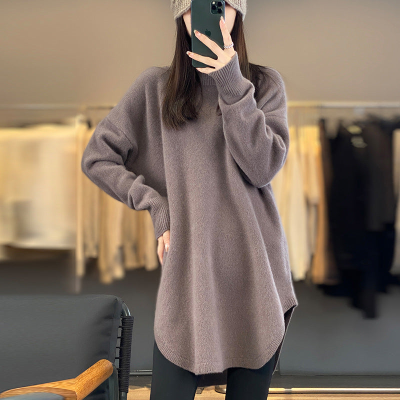 Damen Oversized Strickpullover mit asymmetrischem Saum Drune
