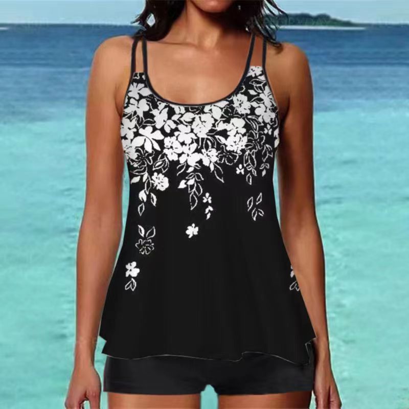 Damen Tankini-Oberteil mit floralem Design und Rückenriegel Drune