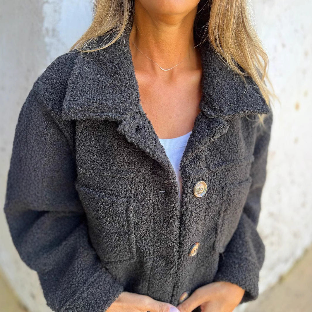 Damen nan kuschelige Teddyjacke im Shacket Stil Drune