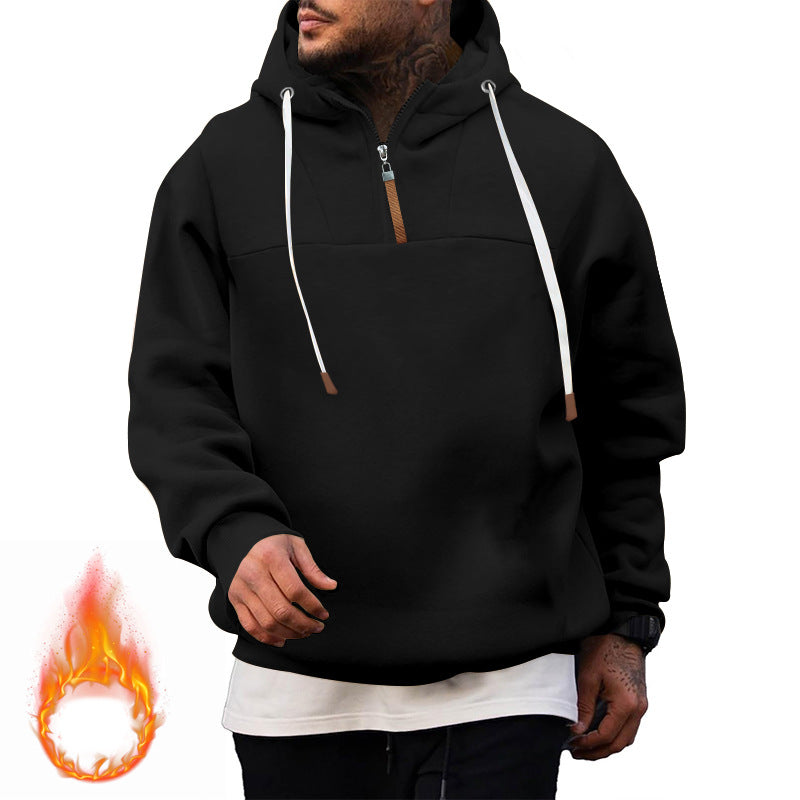 Herren Hoodie mit hohem Kragen und innovativem Reißverschluss Drune