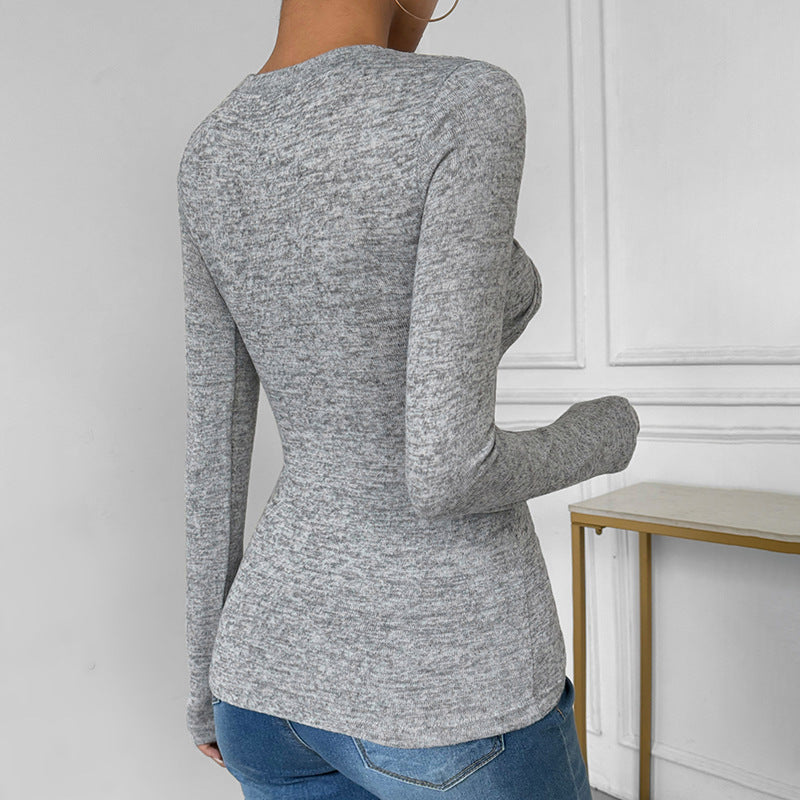 Damen Langarmshirt mit asymmetrischem Knoten-Design Drune