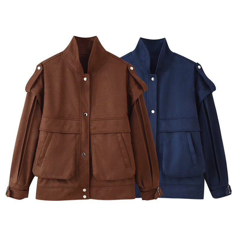 Damen utility Jacke mit praktischen Taschen und modischem Stehkragen Drune